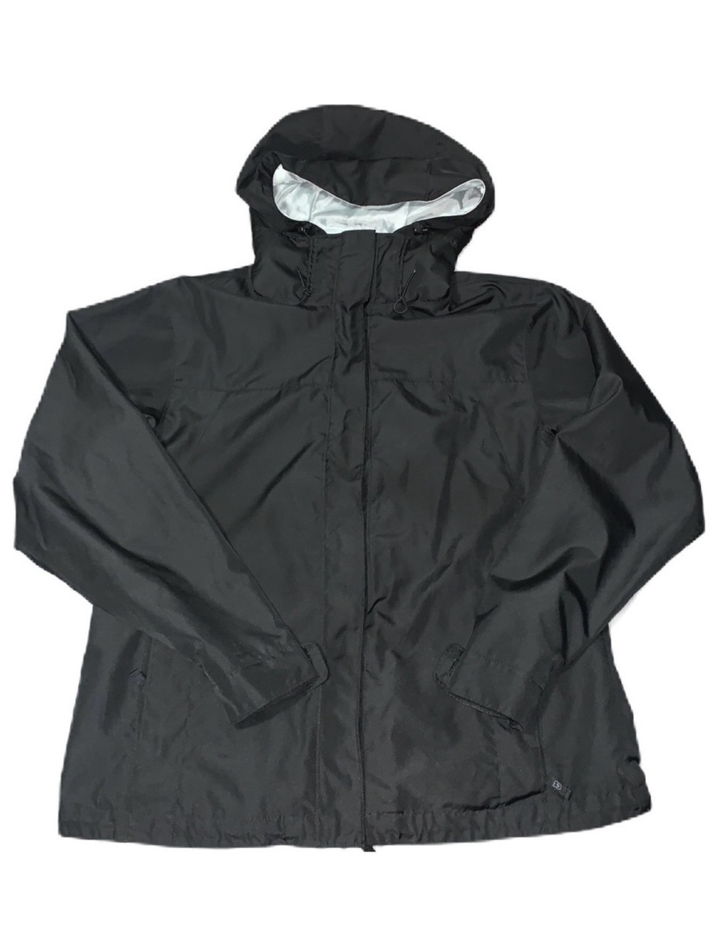 CS Black Jacket L Hooded Performance Wear Lightweight Packable Pockets Zip EUC
